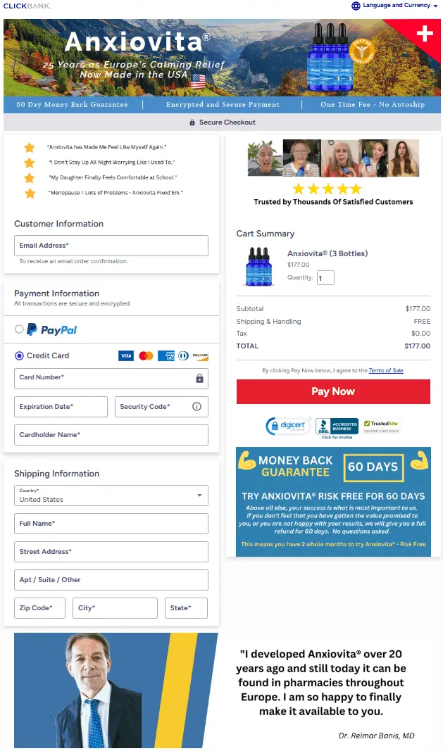 Anxiovita Secure Order Form